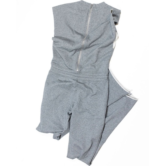 Lovello Elizabeth Stefani Terrycloth Lined Short Sleeve Sweatsuit Jumpsuit Gray - Picture 11 of 11